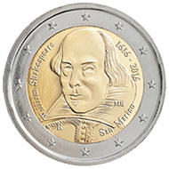 William Shakespeare en 2 euros de San Marino