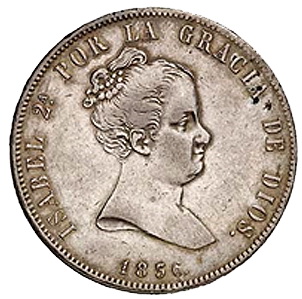 Primeras acuñaciones en plata, 20 Reales “Leyenda Monárquica”
