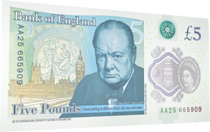 Billete polímero para el Reino Unido dedicado a Churchill