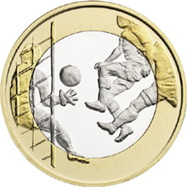 “Deportes” de Finlandia: Fútbol en 5 euros bimetálicos