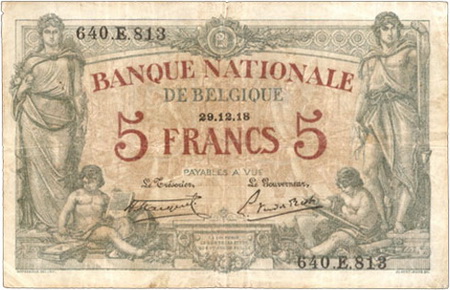 Bélgica, 5 Francos de 1918 vs. 5 Francos de 1919