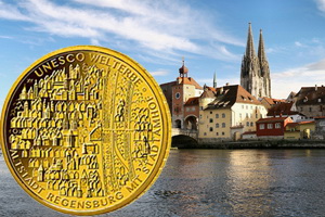 Serie UNESCO de Alemania: Ratisbona en 100 euros oro