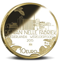 Monedas de 5 y 10 euros de Holanda para la factoria Van Nelle de Roterdam