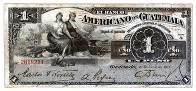Guatemala 1 Peso del Banco Americano de 1918