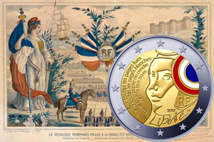 Fiesta de la Federación, el 14 de julio en 2 euros franceses a color