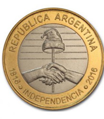2 Pesos Bicentenario de la Independencia de Argentina