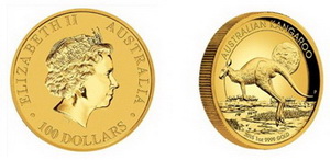 Moneda de oro canguro