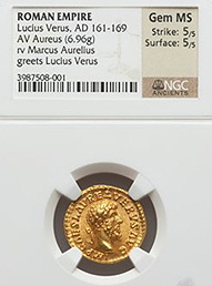 Heritage Auctions subasta el famoso áureo de Lucio Vero