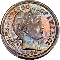 Casi 2 millones de dólares por 10 centavos de 1894-S Barber subastado por Heritage Auctions