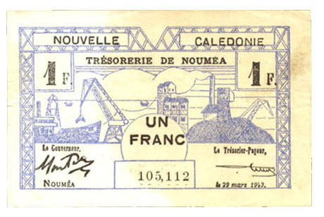 Históricos Bonos de Caja de Nueva Caledonia 1943 “Trésorerie de Noumea”