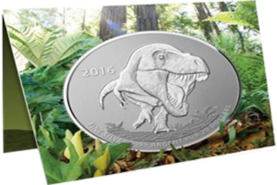 El Tyrannosaurus Rex en plata “$20 x $20” de Canadá