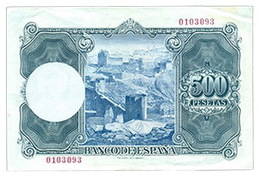 Paisajes de Zuloaga, el billete de 500 pesetas de 1954