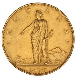 Las 100 pesetas oro del Gobierno Provisional en la subasta de Hervera, Soler&Llach por 130.000 euros