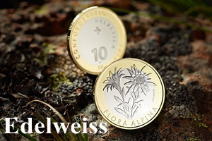 “Flora Alpina”: el Edelweiss en 10 francos suizos bimetálicos