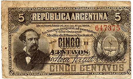 Argentina, 5 Centavos de Peso de 1884 vs. 5 Centavos de Peso de 1892