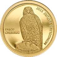 500 tugrik en oro puro para el “Halcón sagrado” Serie “Naturaleza de Mongolia”