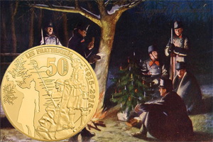 “Tregua de Navidad” durante la Gran Guerra recordada en 50 euros oro