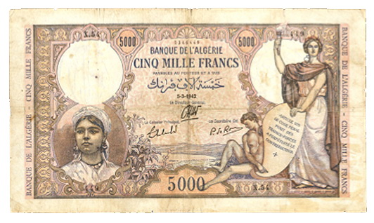 Argelia 5.000 Francos de 1942