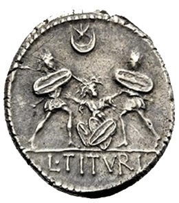 Escena legendaria romana en un denario republicano