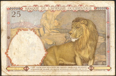 French West Africa 25 francos 1942 vs. French Equatorial Africa 25 francos 1941