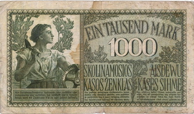 Kowno -Lituania (Ocupación alemana I Guerra Mundial) 1.000 marcos 1918
