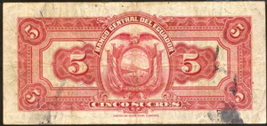 Ecuador 5 sucres 1949 vs. Rusia 100 rublos 1918