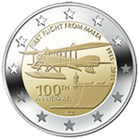 Centenario del primer vuelo desde Malta (1915-2015) en 2 euros conmemorativos