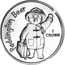 Isla de Man y el oso Paddington en 1 corona de plata