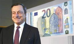 Mario Draghi presenta el nuevo billete de 20 euros