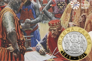 La Carta Magna británica 800 años después, en 2 libras plata y chapada en oro