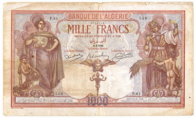 Argelia 1.000 francos 1926
