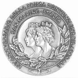 Medalla de plata del “150 Aniversario del Primer Acuerdo Bilateral San Marino-Italia”