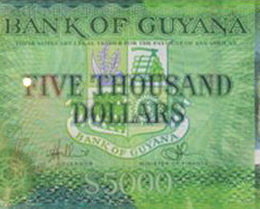 Nuevo billete de 5.000 dólares para Guyana