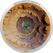 Moldavita, un meteorito en 5 dólares plata de las Islas Cook